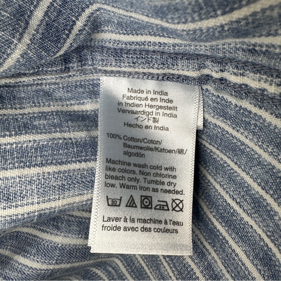 J.Crew Mercantile Cotton Button-Up Shirt Blue White Striped Classic Preppy XL - Picture 6 of 11
